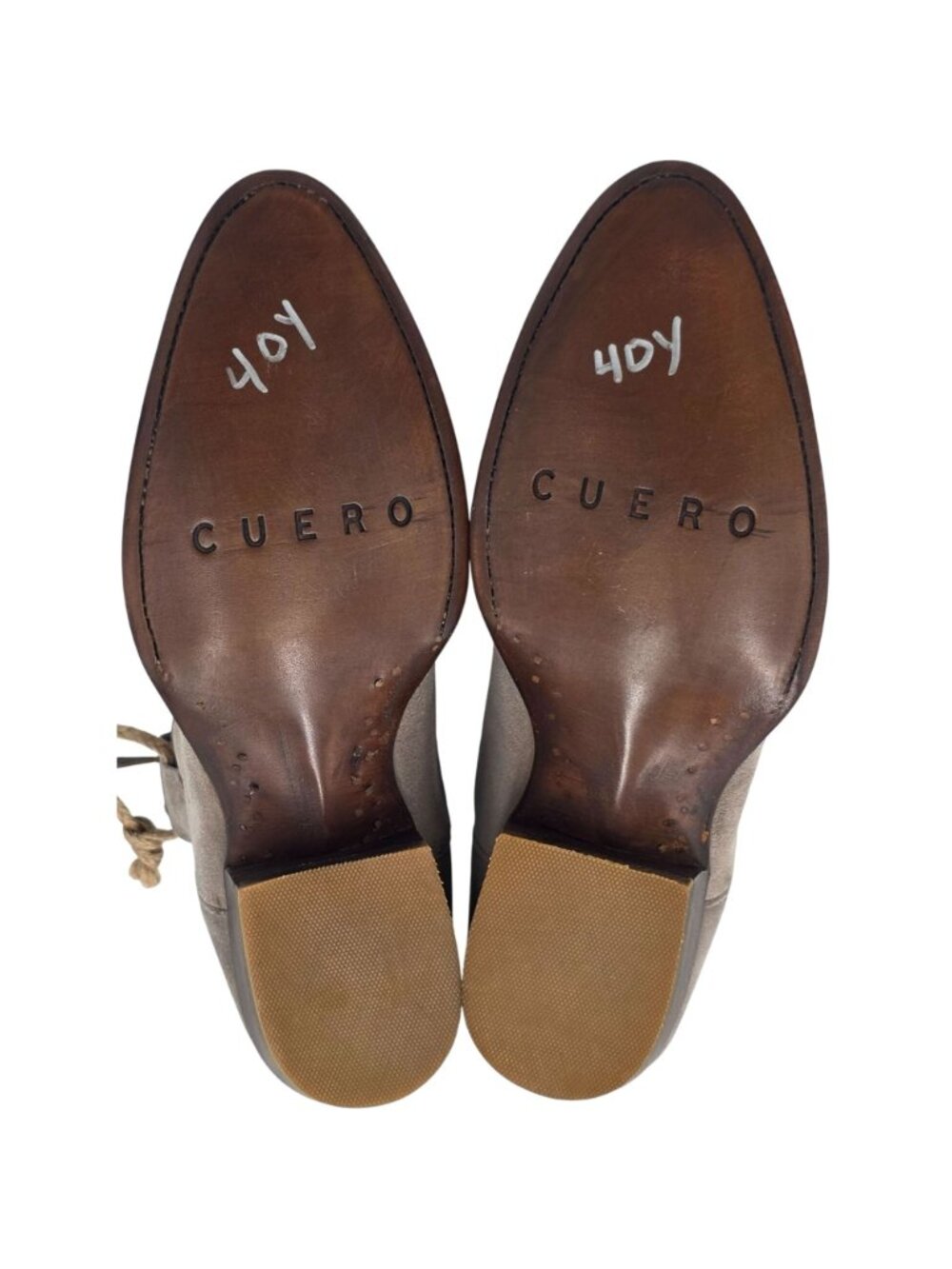 NEW Cuero Womens size 10B Suede Taupe Grey Ankle Cowboy Western Booties Handmade - Picture 3 of 16